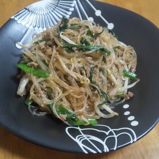 ひき肉と焼肉のたれでチャプチェ風